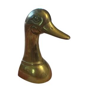 Vintage Leonard Solid Brass Mallard Duck Goose Head Bookend Doorstop Paperweight